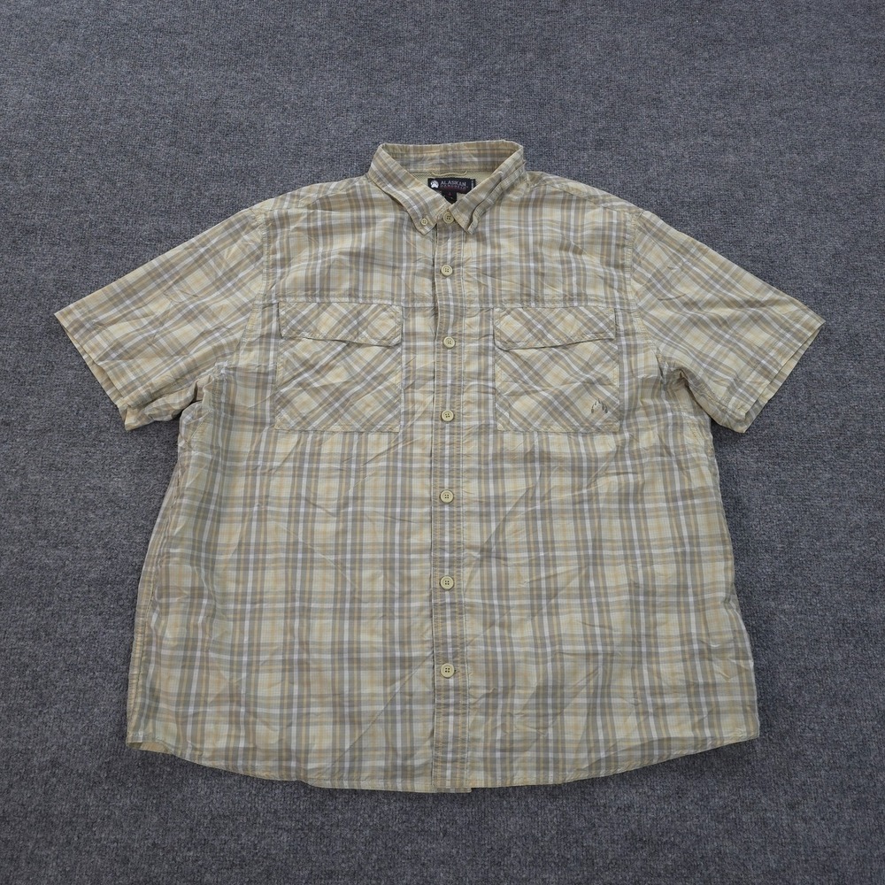 Alaskan Hardgear Shirt Mens 2XL Tan‎ Plaid Sockeye Hiking Fish Camp Outdoors